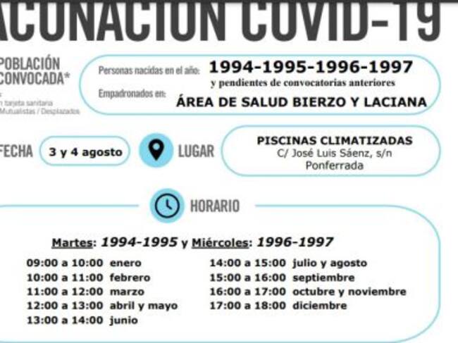 Cartel vacunación Covid-19 del Bierzo.