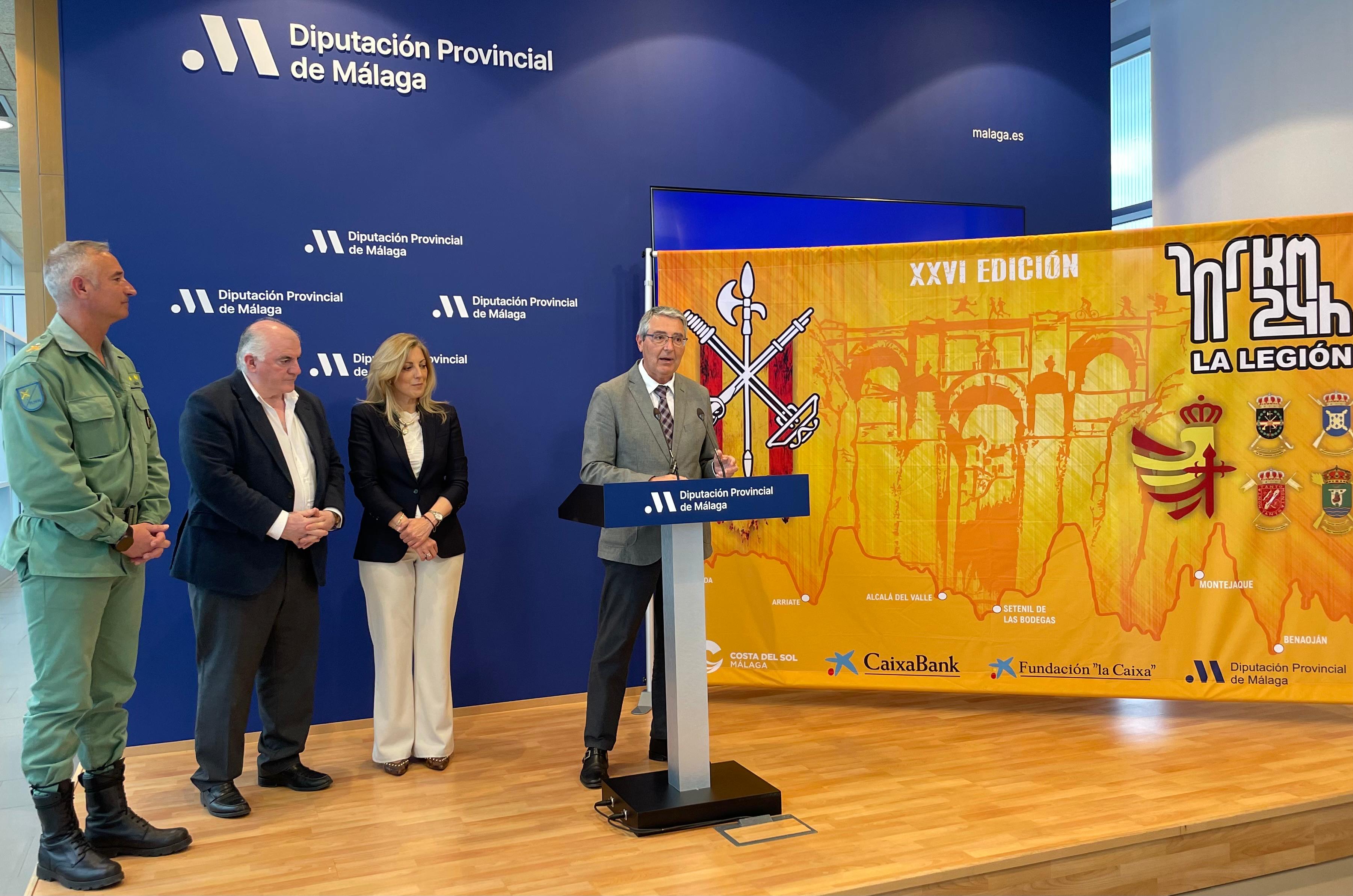 El presidente de la Diputación de Málaga, Francisco Salado, ha presentado hoy esta prueba junto al coronel jefe del Tercio Alejandro Farnesio cuarto de La Legión, Fernando Sánchez Pérez.