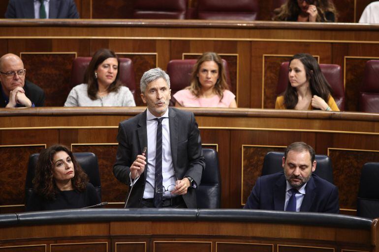 El ministre Grande-Marlaska en una sessió de control al Congrés dels Diputats