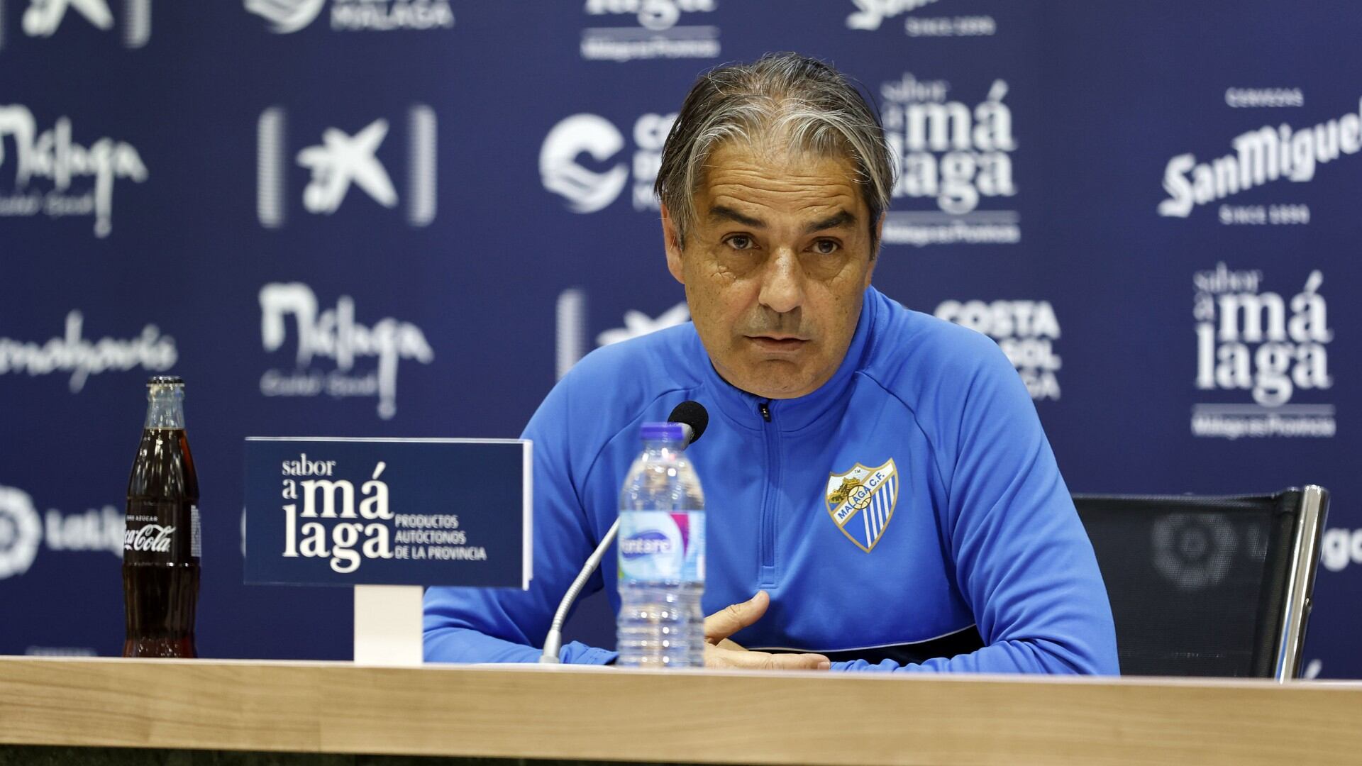 Natxo González, en la sala de prensa de La Rosaleda