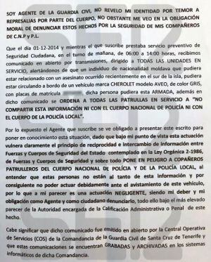 Denuncia del agente de la Guardia Civil por ocultar información a otros cuerpos de seguridad sobre un presunto homicida