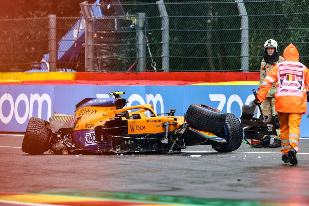 Lando Norris sufrió un accidente durante la Q3 del Gran Premio de Bélgica