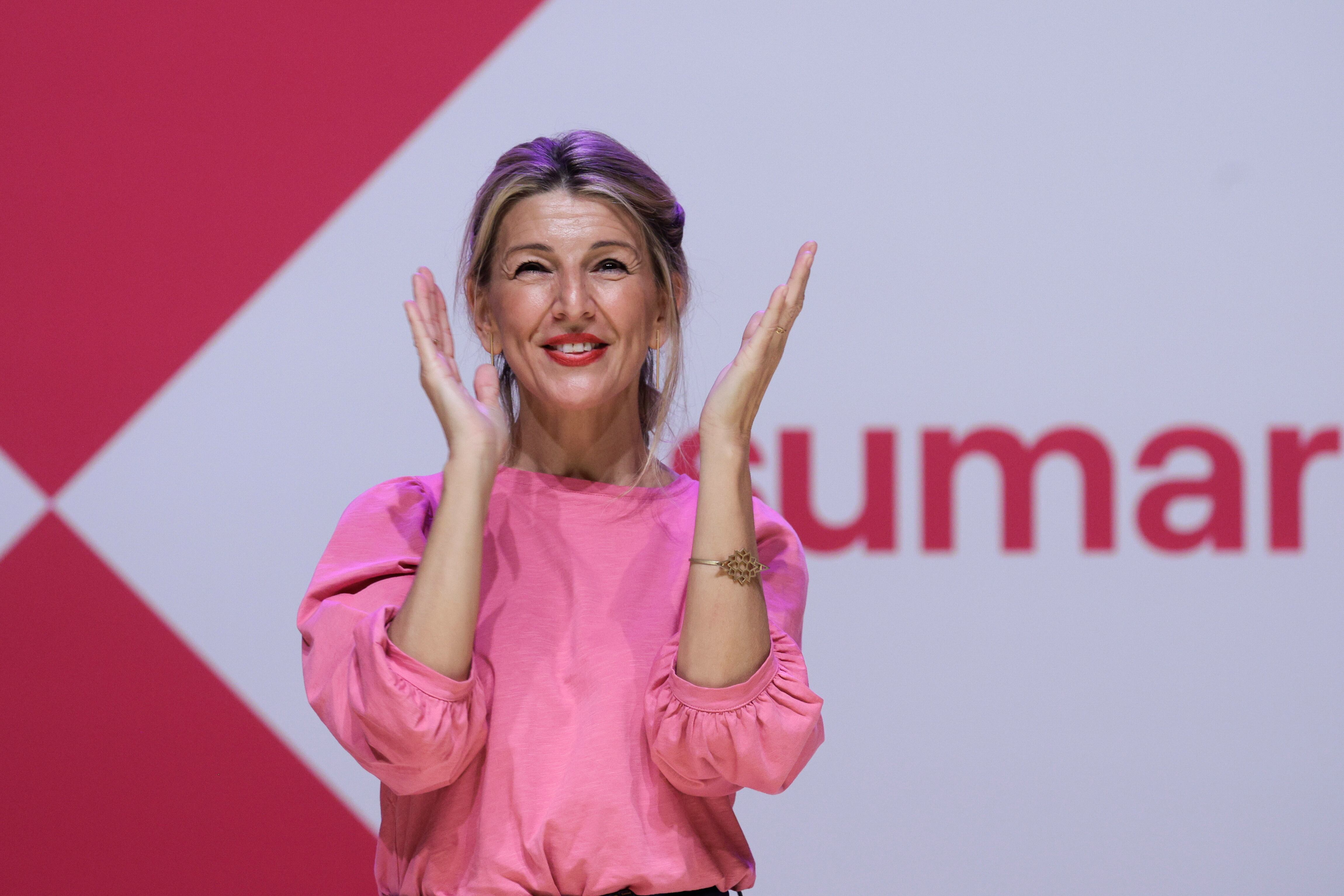 La vicepresidenta segunda del Gobierno, Yolanda Díaz, en un acto de Sumar en Barcelona.