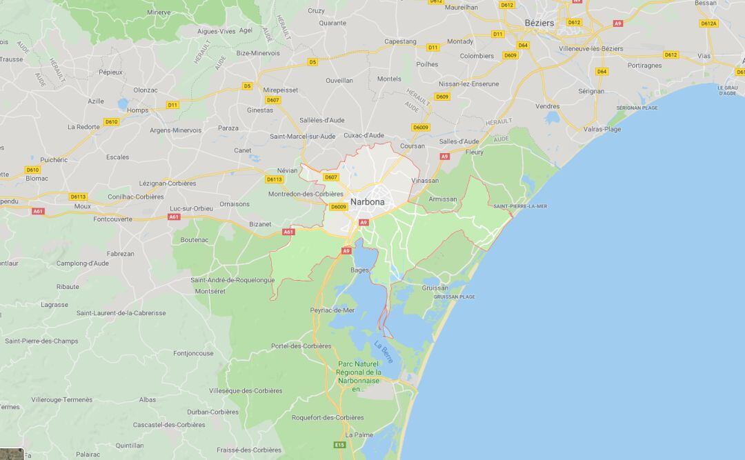 Localidad de Narborna, en Francia, donde se ha producido el accidente.