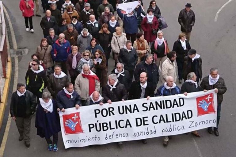 Manifestación por la sanidad en Benavente el pasado mes de febrero de 2017