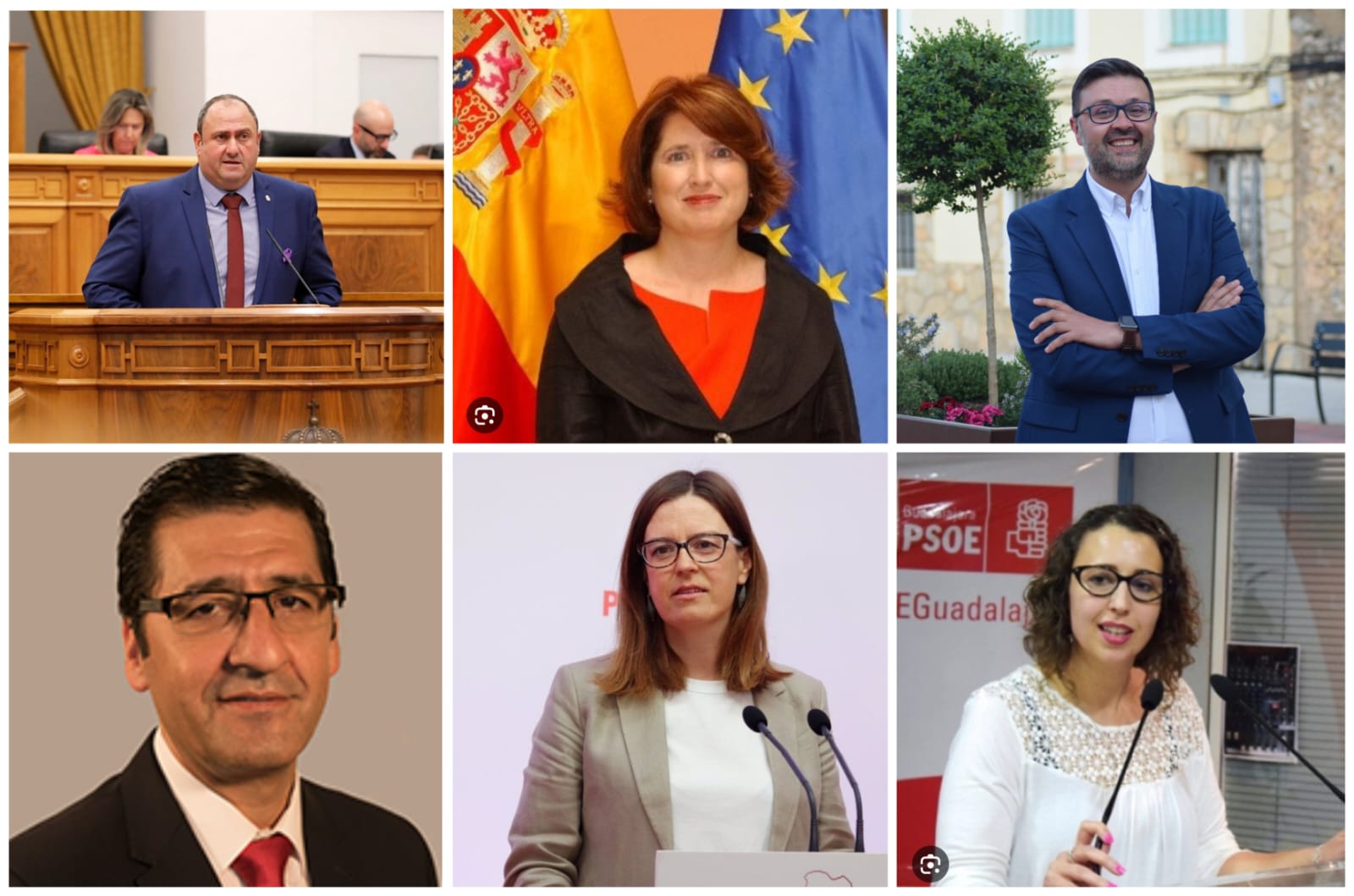 De arriba a abajo y de izquierda a derecha, Julián Martínez Lizán, Mercedes Gómez, Amador Pastor, José Manuel Caballero, Esther Padilla y Sara Simón