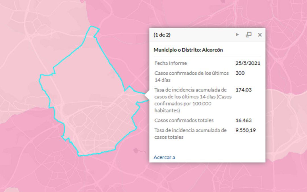 Situación epidemiológica de Alcorcón a 25 de mayo de 2021