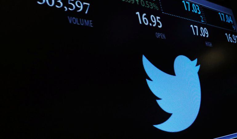 Una pantalla muestra la cotización de la acción de Twitter en la Bolsa de Nueva York.