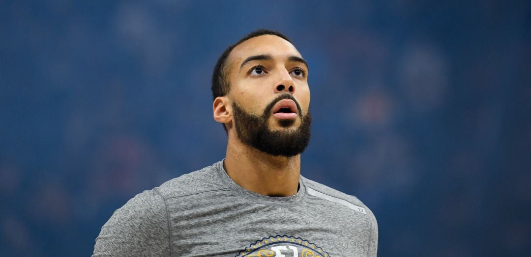 Rudy Gobert, durante un calentamiento de un partido de NBA