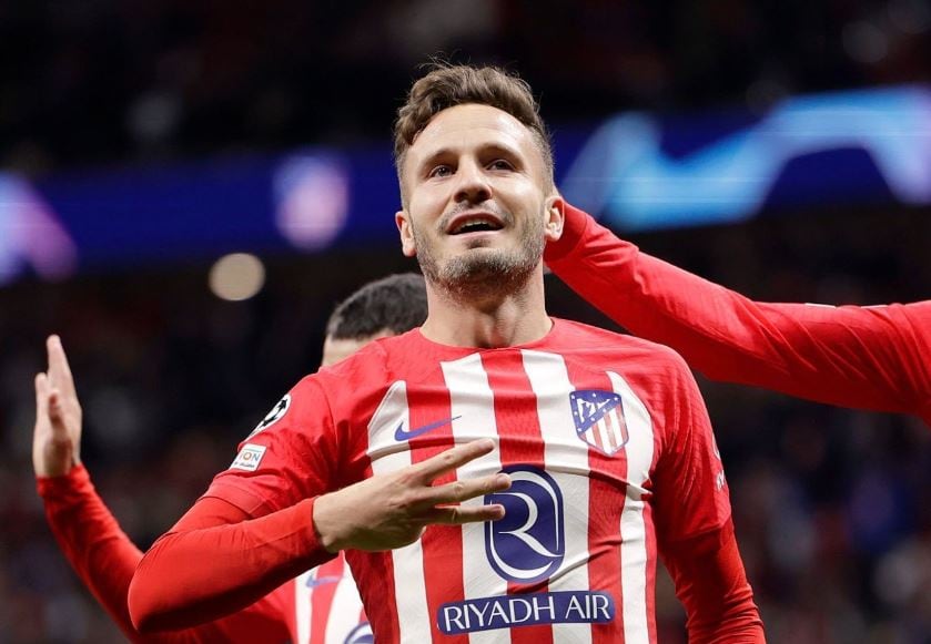 Saúl Ñíguez celebrando su gol contra el Celtic.