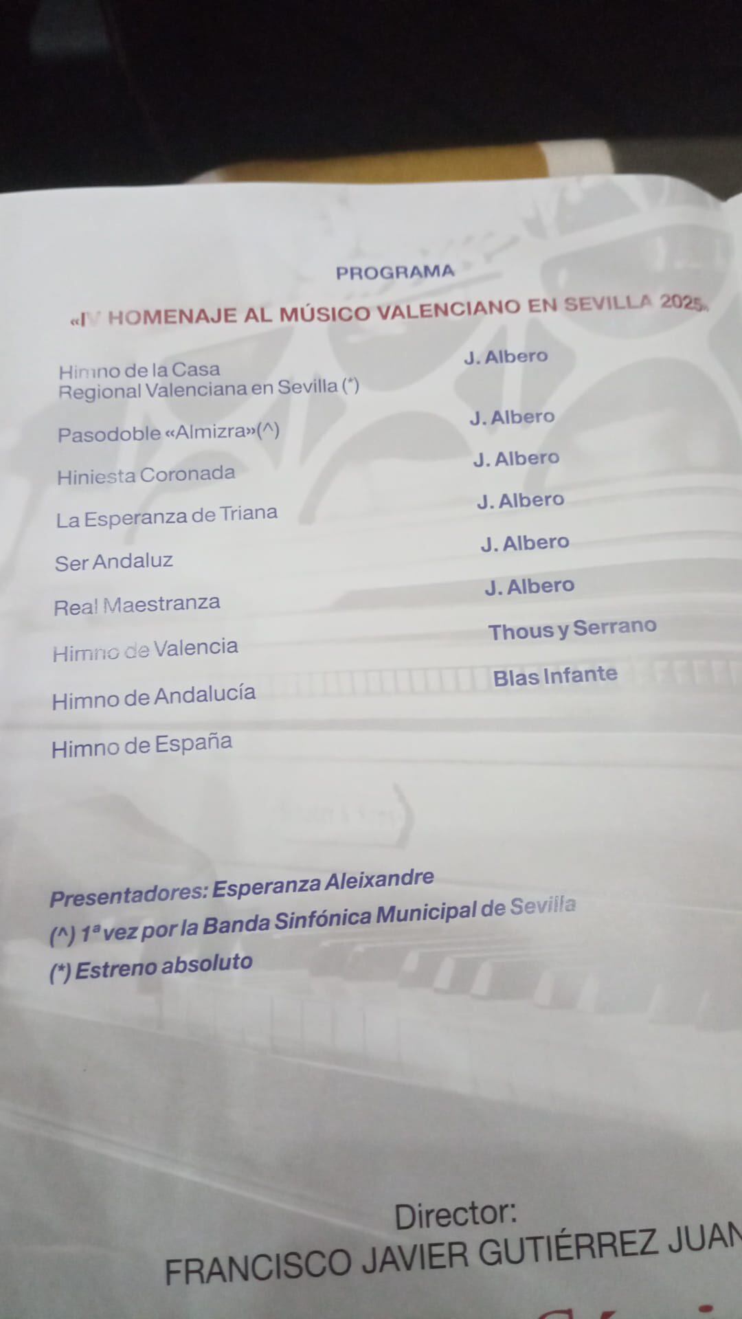 Programa del concierto