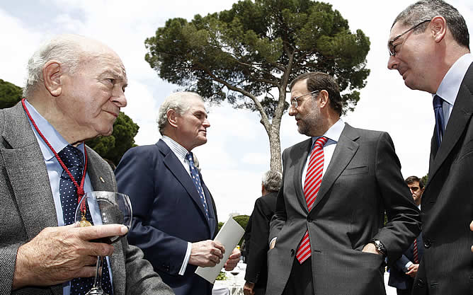 En la imagen, Mariano Rajoy y Gallardón junto a Alfredo Di Stefano y Ramón Calderón.