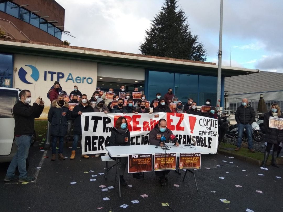 Trabajadores de ITP Aero Casting de Sestao y Barakaldo durante una movilización contra el ERE planteado por la empresa