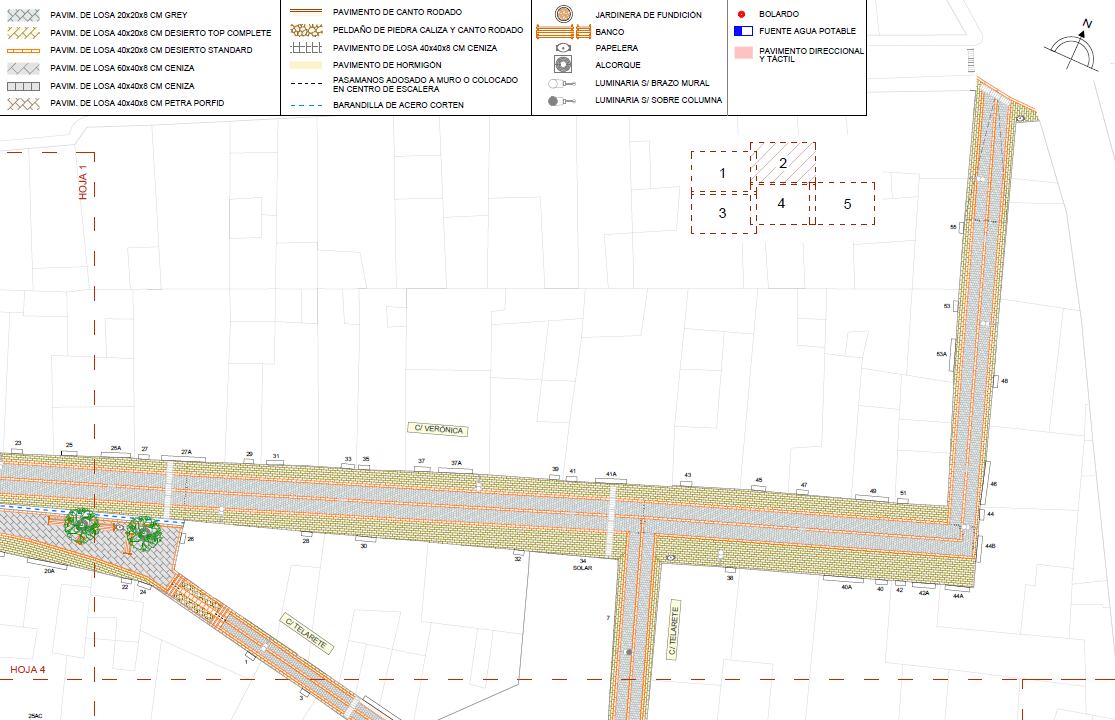 Plano de las obras. Calle Telarete