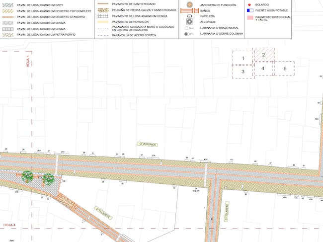 Plano de las obras. Calle Telarete