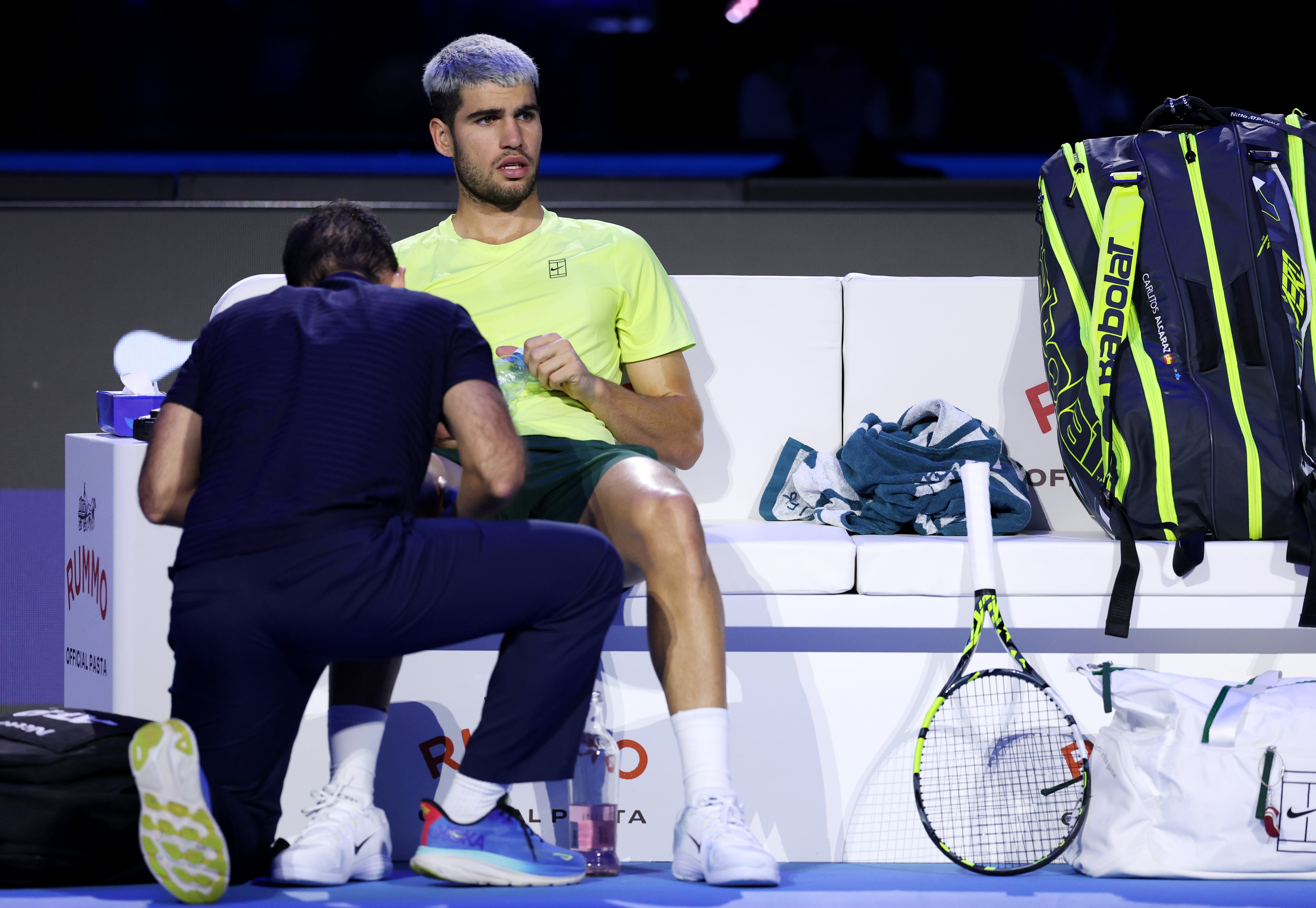 Carlos Alcaraz, durante la final de las ATP Finals en Turín ante Jannik Sinner