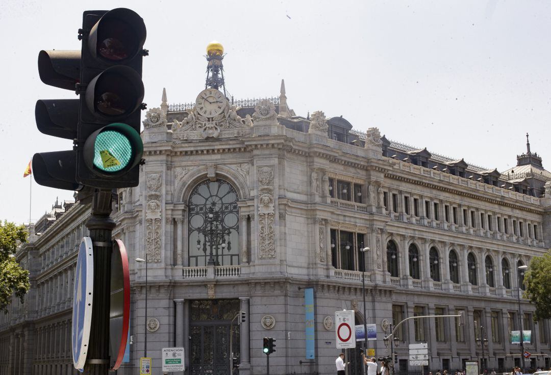 Fachada del edificio del Banco de España situada en Madrid.