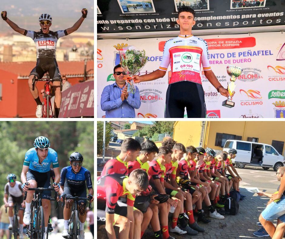 Héctor Álvarez -arriba izq- Pablo Lospitao -arriba dch- junto a el arandino Alvar Martín (Eolo Kometa) -abajo izq- y la escuadra arandina del Recambios Callejo -abajo dch-