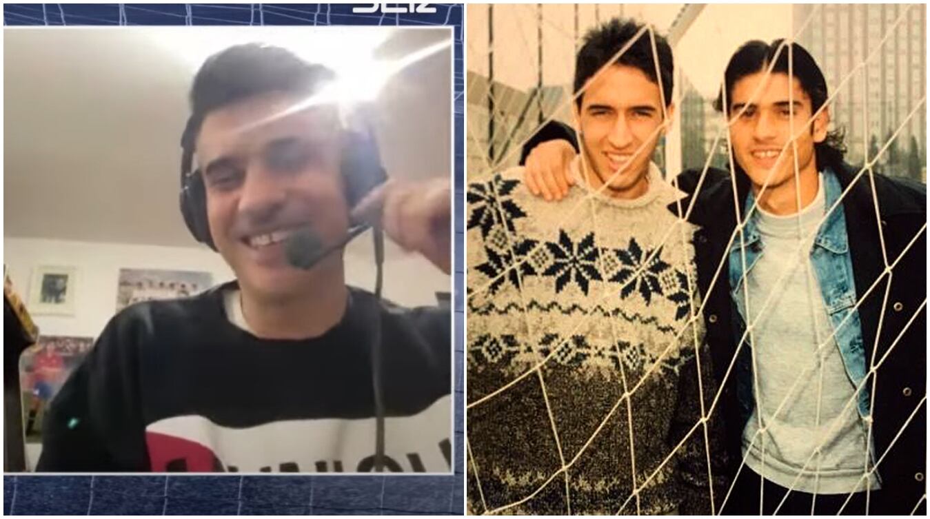 A la izquierda de la imagen, Álvaro Benito, en &#039;El Larguero&#039;. A la derecha, Álvaro Benito y Raúl González, en su época en el Real Madrid.