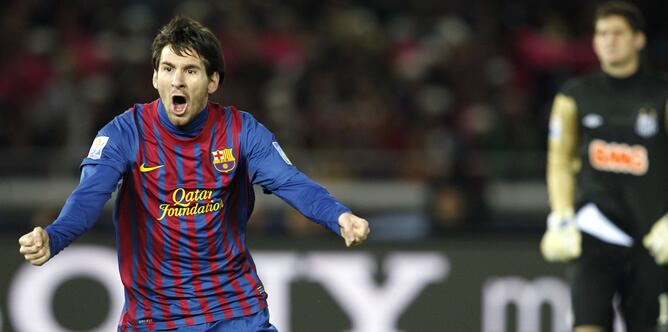 Leo Messi celebra su primer tanto