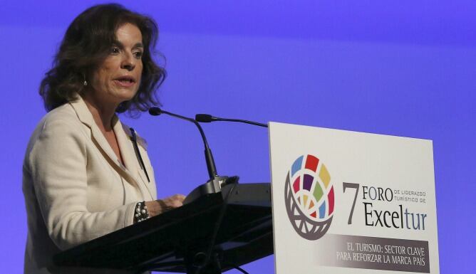 Ana Botella, en una imagen de archivo durante la inauguración del VII Foro de Liderazgo Turístico de Exceltur en Madrid.