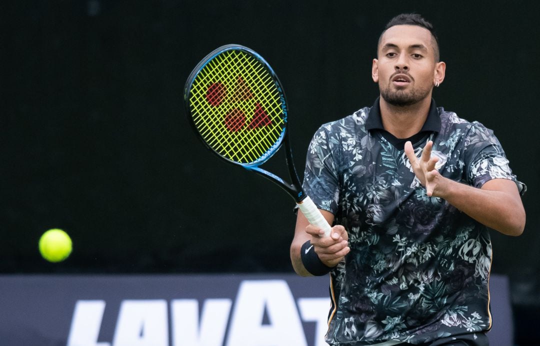 Kyrgios, durante un partido contra Bertinni. 