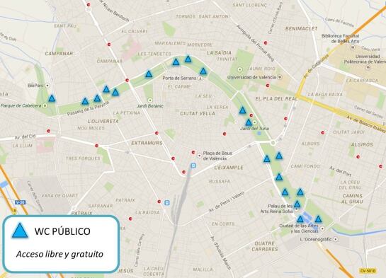 Plano ubicaciones WC jardín Turia