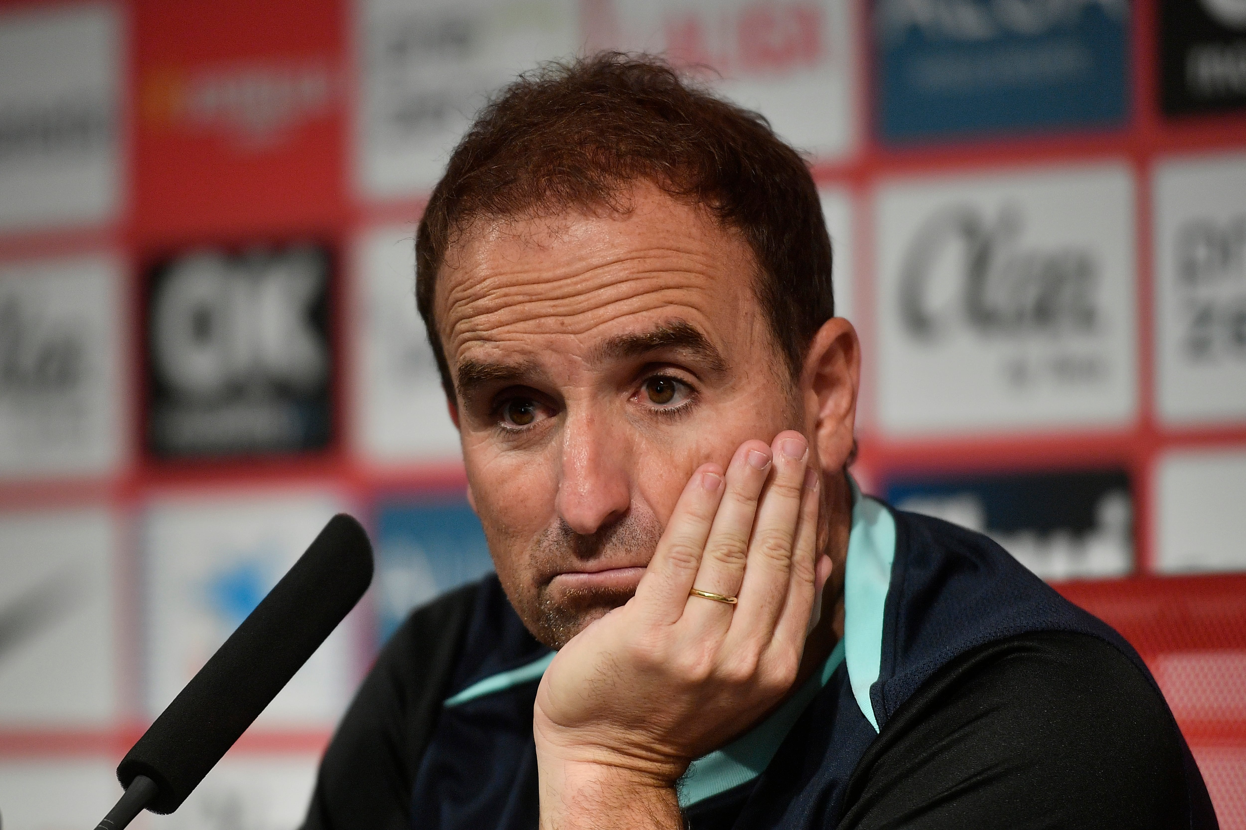 PALMA DE MALLORCA (ESPAÑA), 28/11/2024.- El entrenador del RCD Mallorca, Jagoba Arrasate durante la rueda de prensa del equipo este jueves en Palma de Mallorca antes de su enfrentamiento liguero contra el Valencia. EFE/ Miquel A. Borràs
