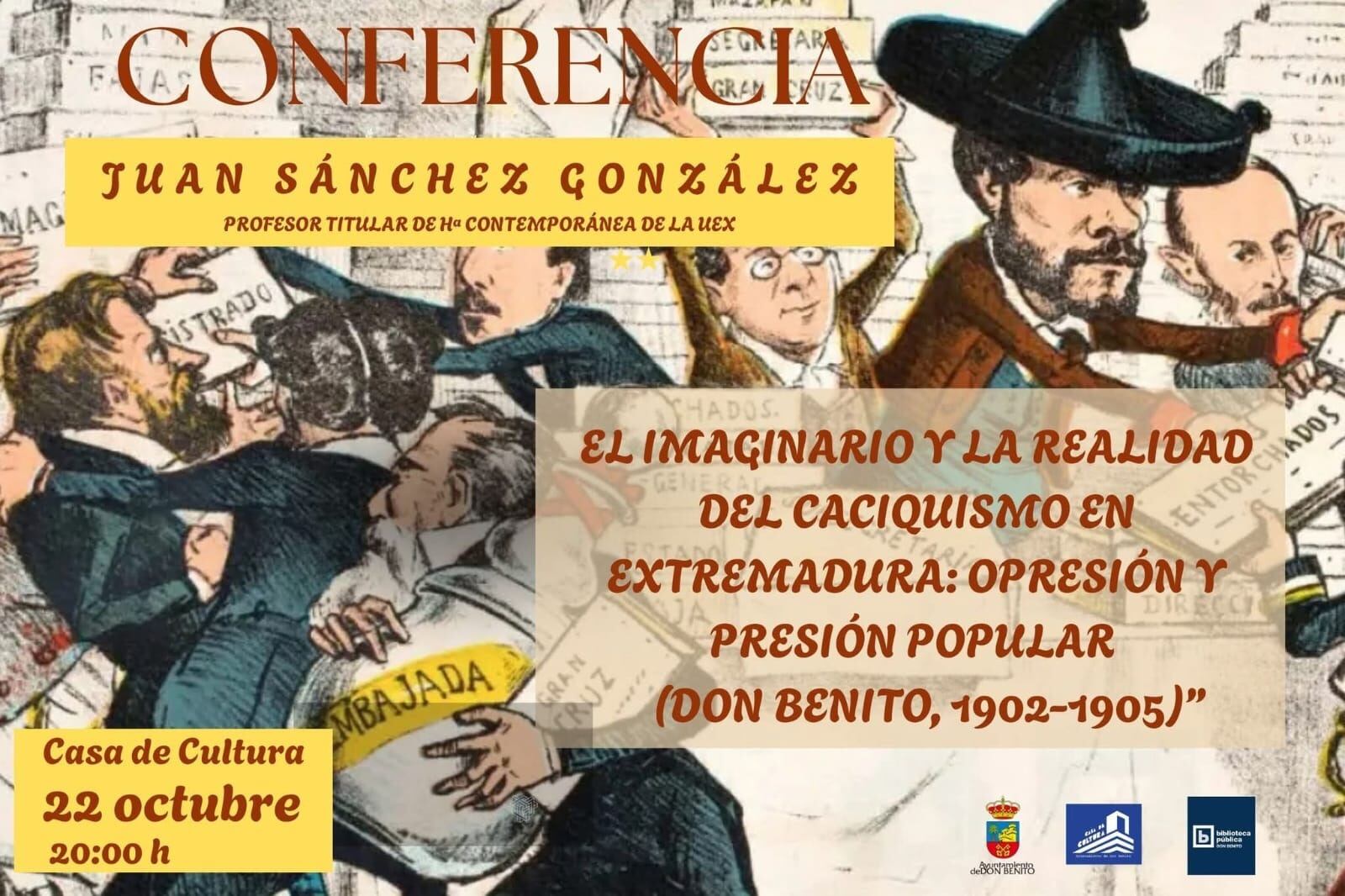 El profesor Juan Sánchez González abordará en Don Benito el fenómeno del caciquismo en Extremadura