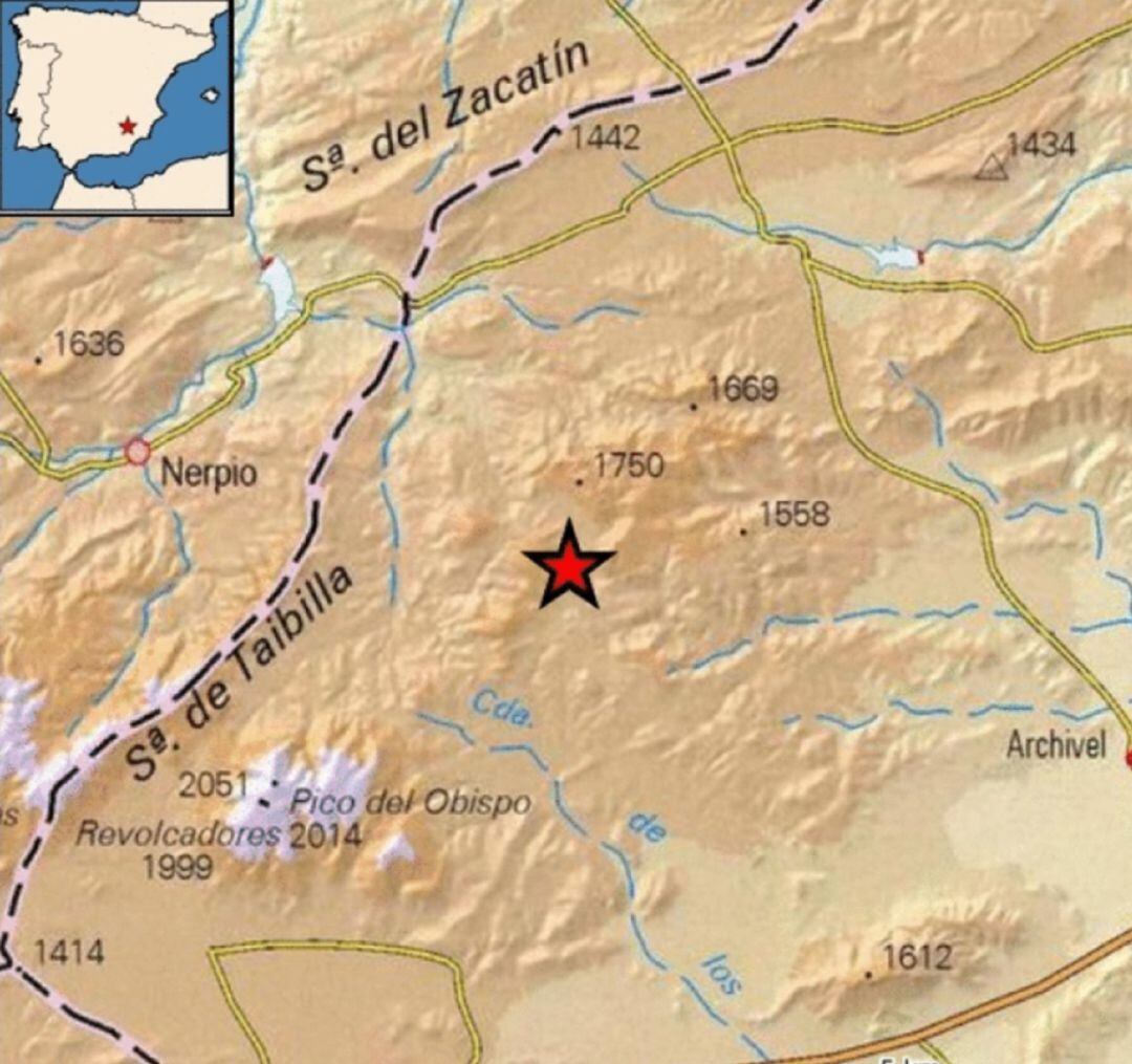 Mapa del epicentro del terremoto