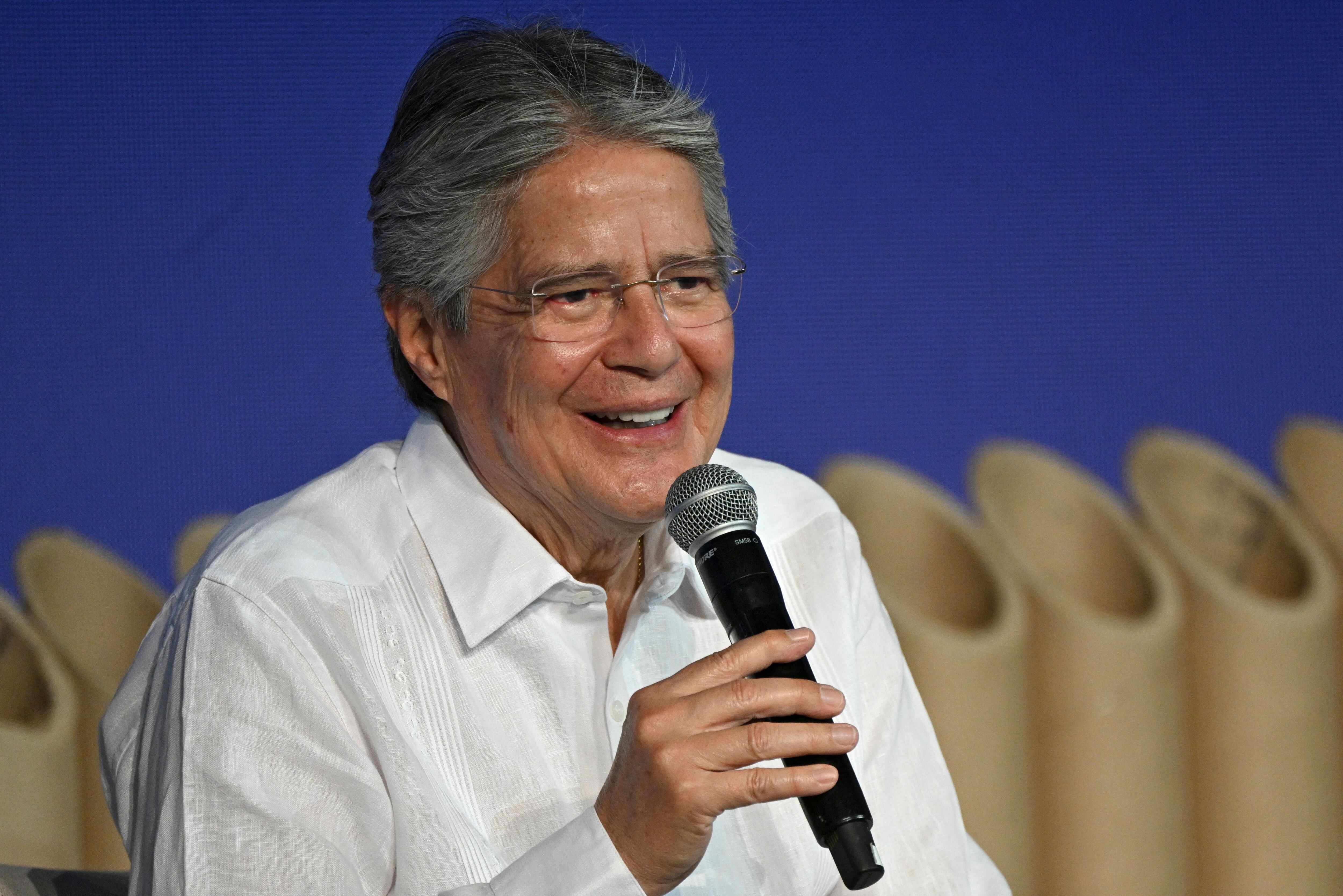 El presidente de Ecuador, Guillermo Lasso, durante el XIV Encuentro Empresarial Iberoamericano