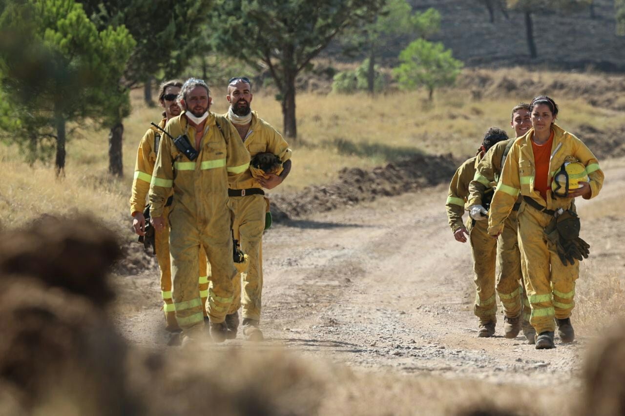 Agentes forestales trabajan en apagar las llamas de Añón