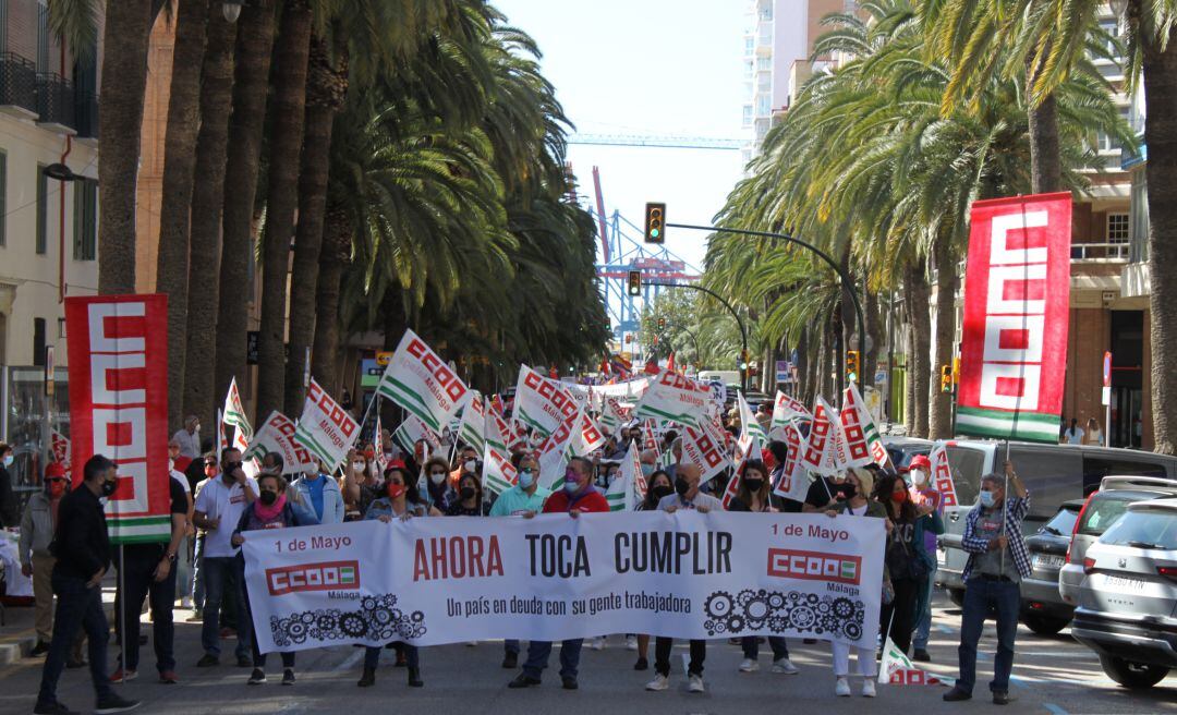 Manifestación del 1 de mayo en la Alameda de Colón (Málaga)