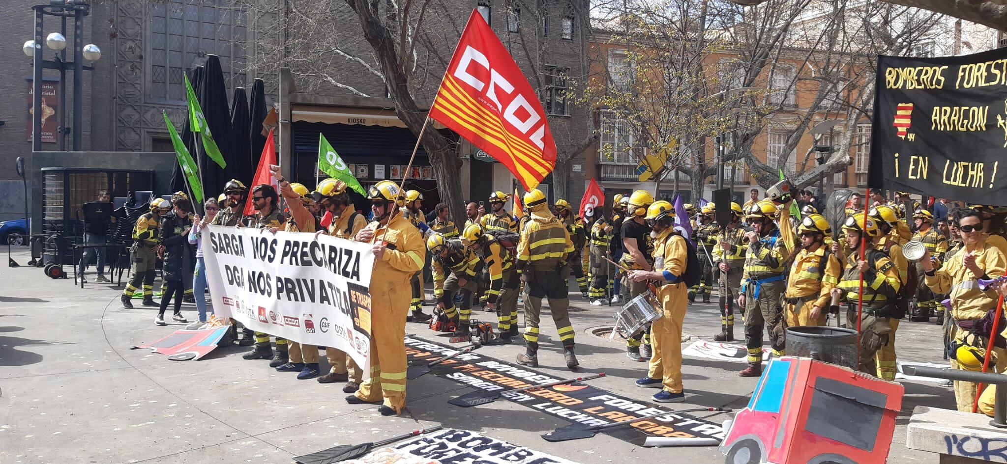 Movilización de los bomberos forestales con motivo de la huelga