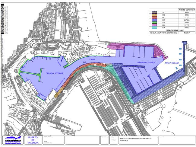 Plano de las instalaciones náutico-deportivas de la Marina de València