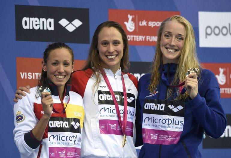 La nadadora española, Jessica Valla, logra la medalla de plata en los Europeos de Natación de Londres 2016.