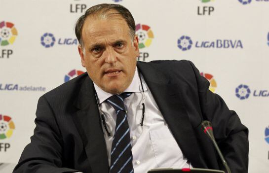 El presidente de la Liga, Javier Tebas, habla de los derechos televisivos