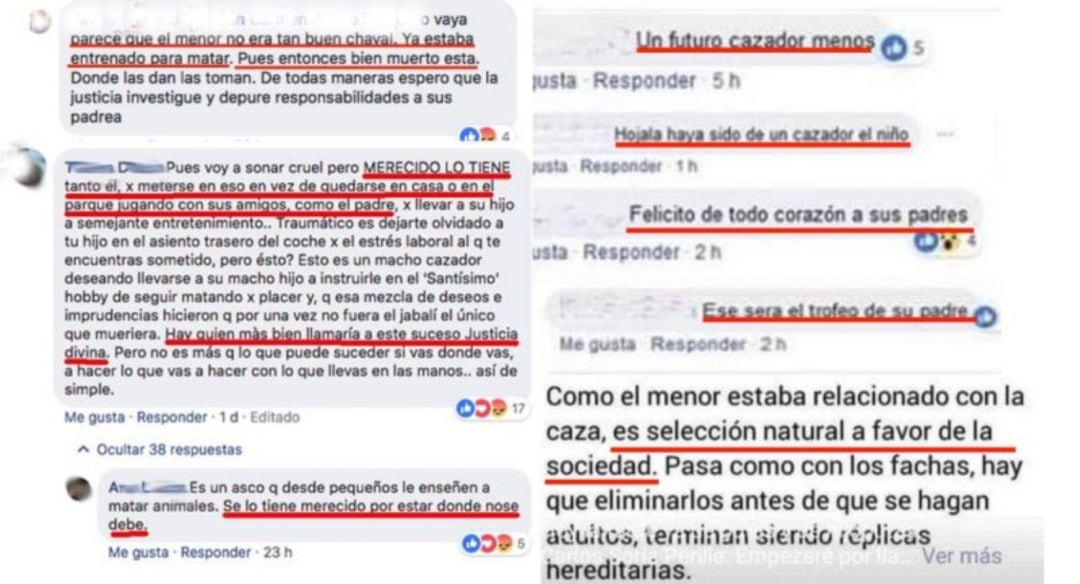 Algunos de los mensajes colgados en Facebook