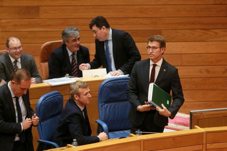 El presidente de la Xunta, Alberto Núñez Feijóo, en el pleno