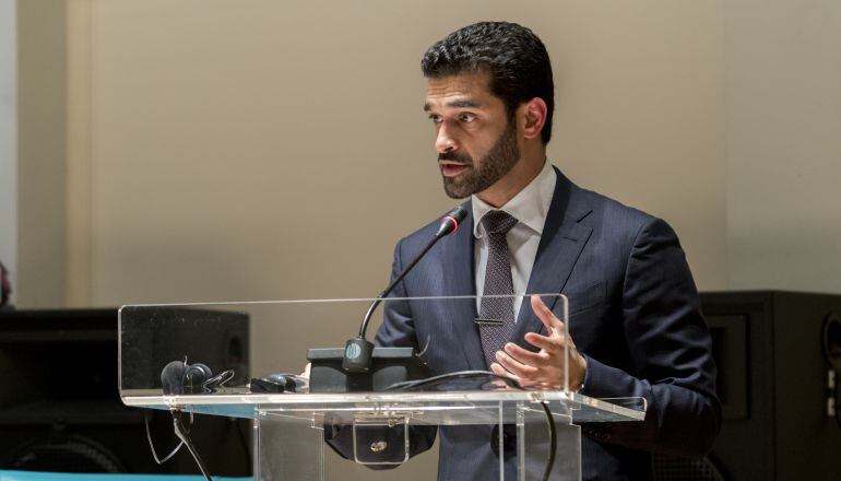 Hassan Al Thawadi, presidente del comité organizador del Mundial de Catar 2022 durante su intervención en Madrid