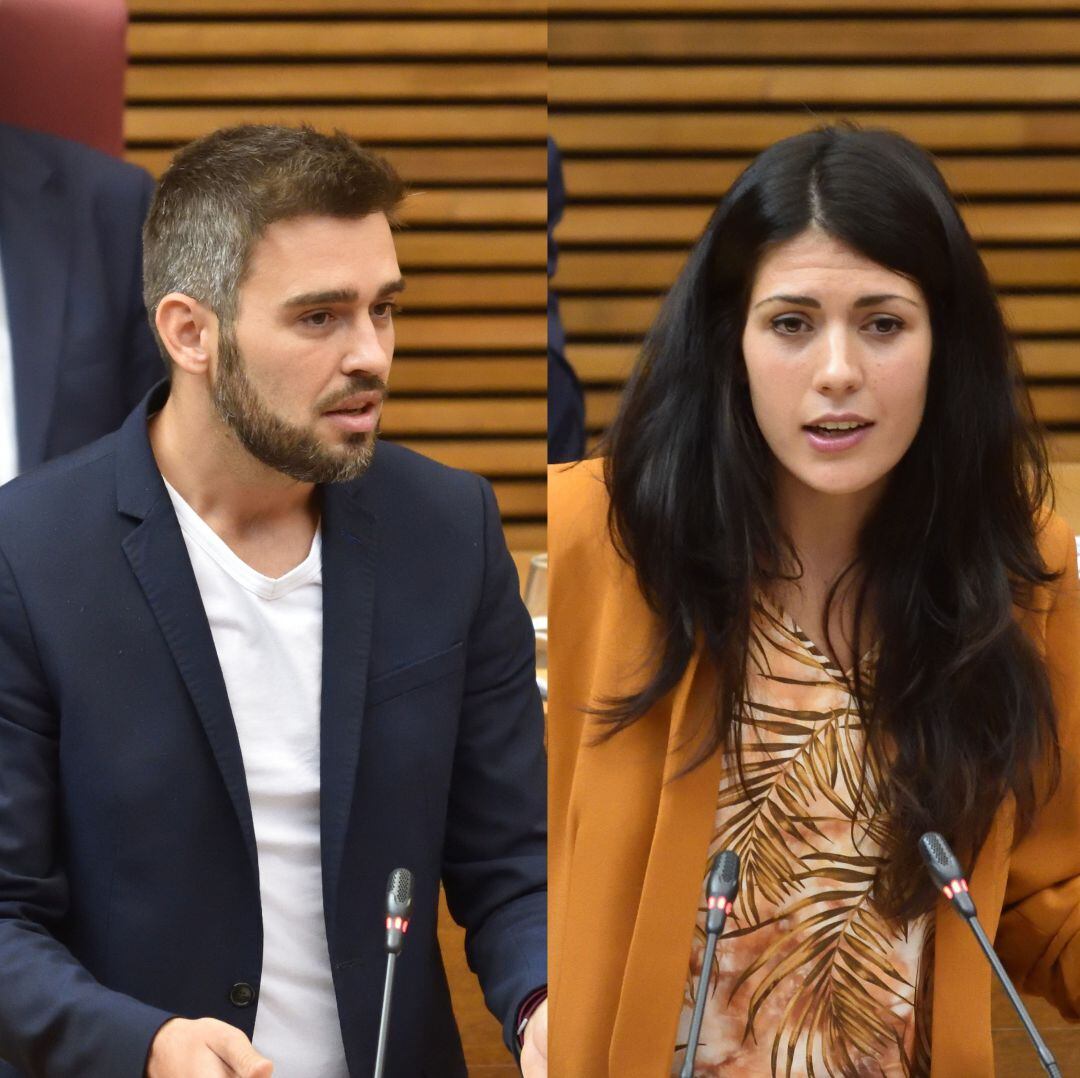 Fran Ferri y Naira Davó en la sesión de control al president Puig