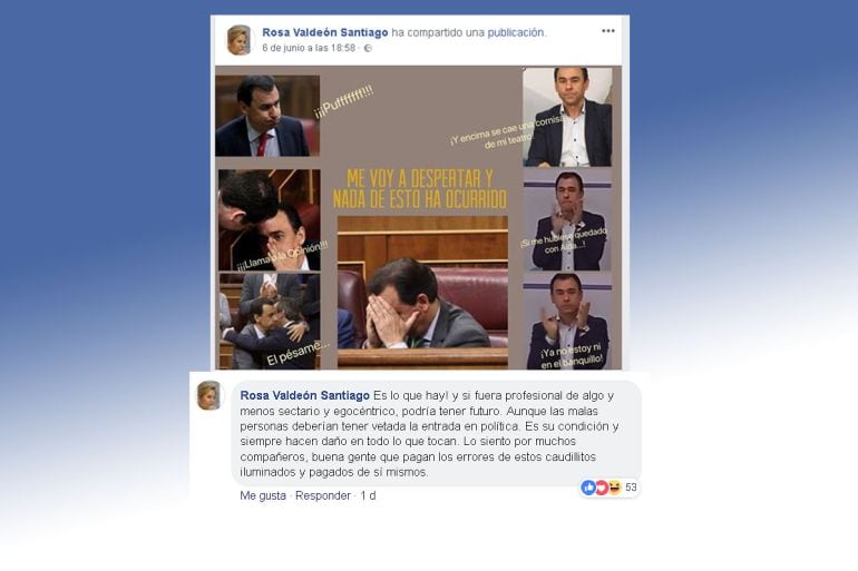 Captura del comentario en la red social facebook