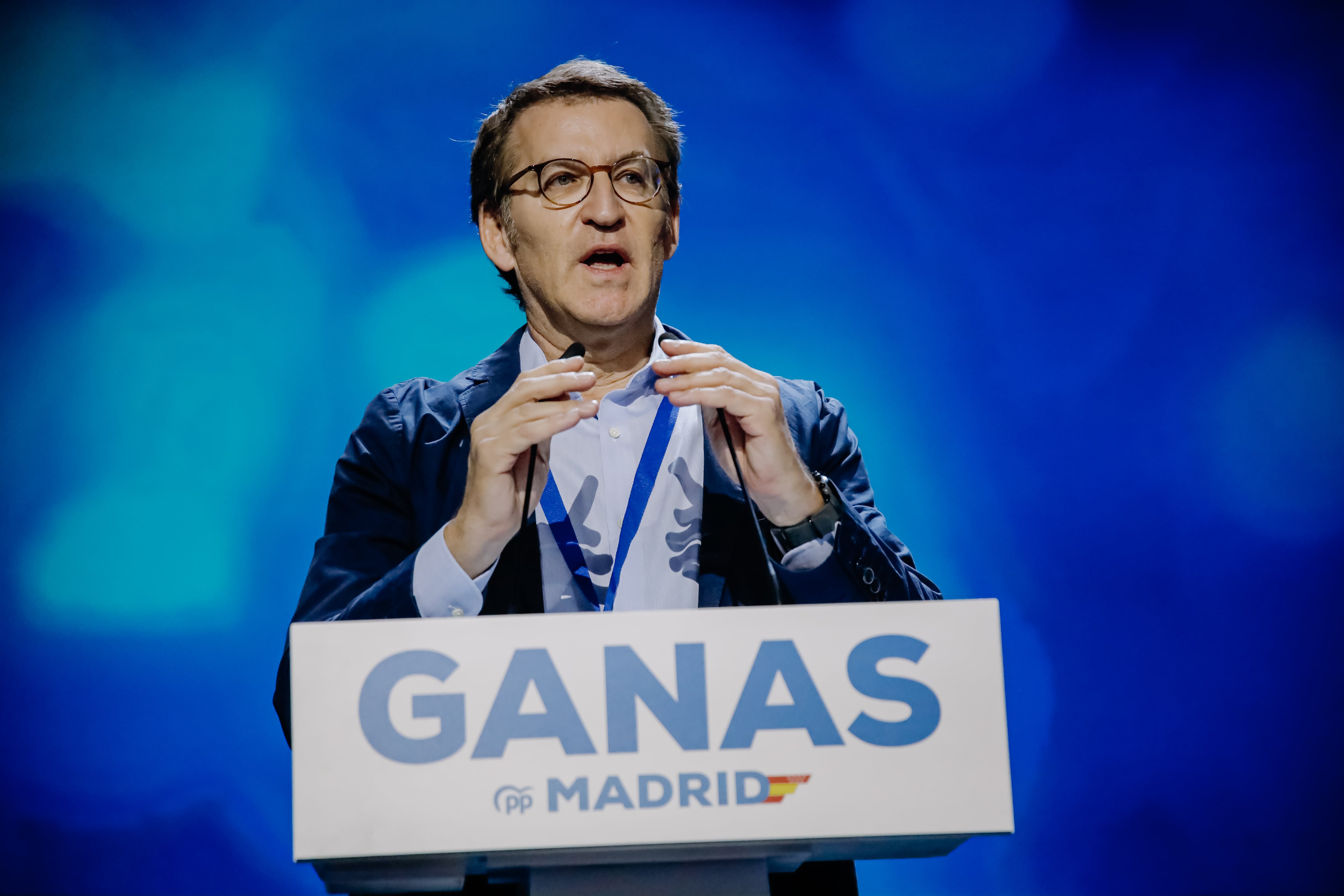 Alberto Núñez Feijóo, en el congreso del PP de Madrid este 21 de mayo.