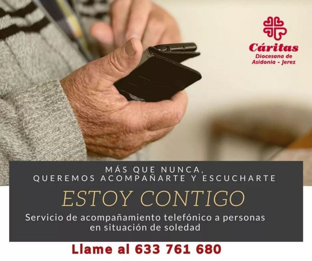 Cartel de la campaña Estoy contigo, de Cáritas Diocesana