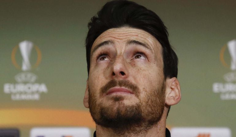 UEFA Europa League - Athletic Bilbao news conference - Spartak Stadium, Moscow, Russia - February 14, 2018 Athletic Bilbao&#039;s player Aritz Aduriz attends a news conference ahead of the match against Spartak Moscow.