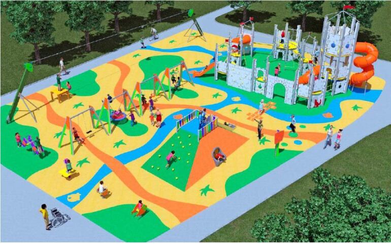 Recreación aproximada del área de juegos