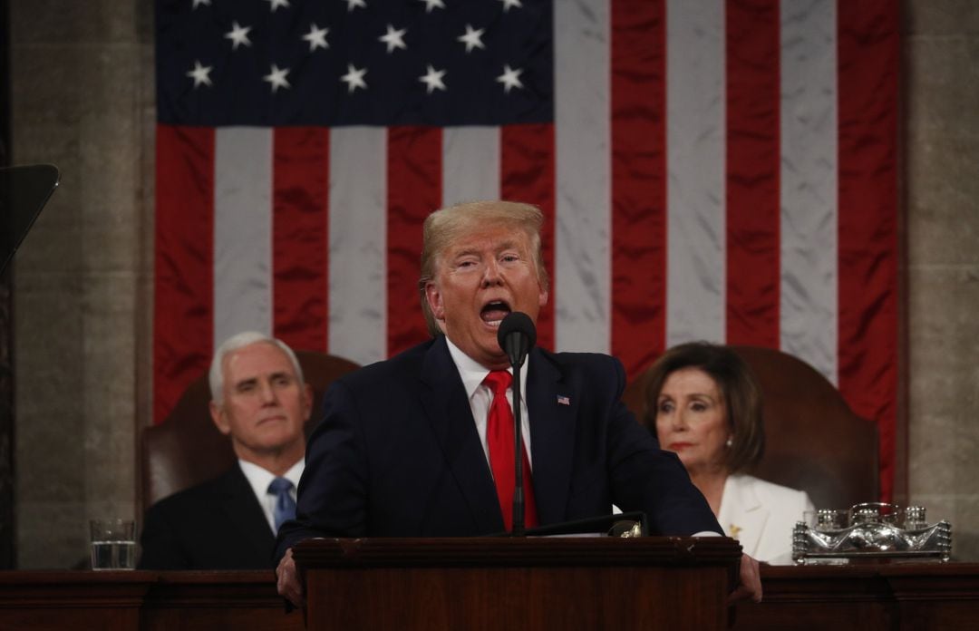 El presidente de Estados Unidos, Donald Trump, durante el discurso del Estado de la Unión de este martes