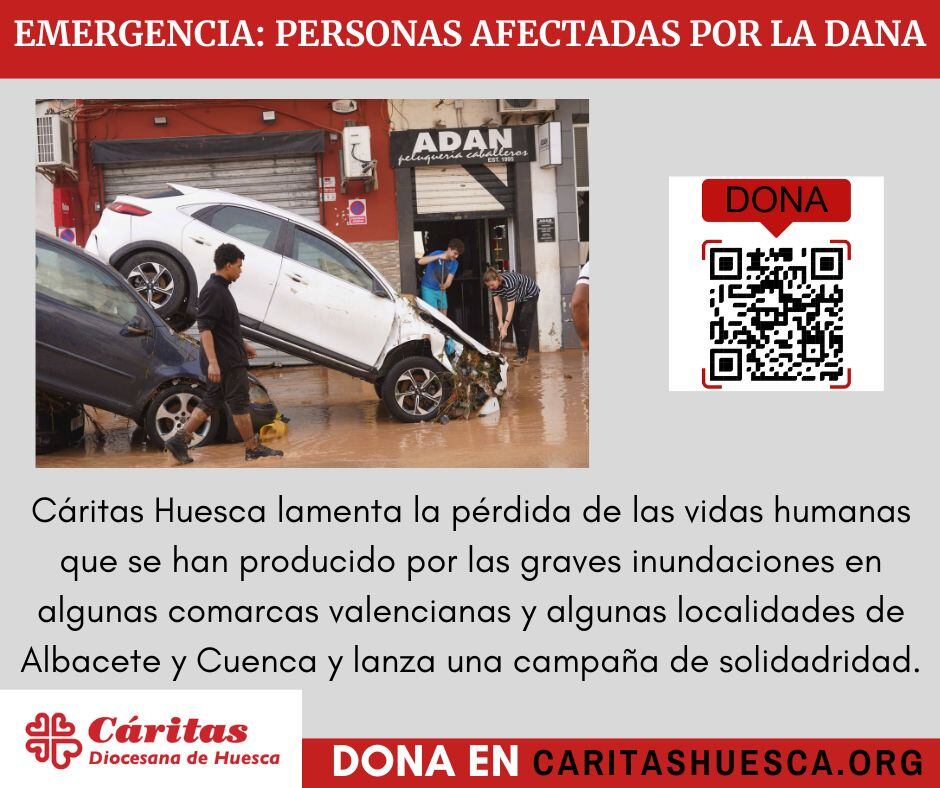 Cartel de la recogida de Cáritas Huesca