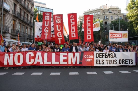 Manifestació a Barcelona contra la reforma laboral, el juny de 2012