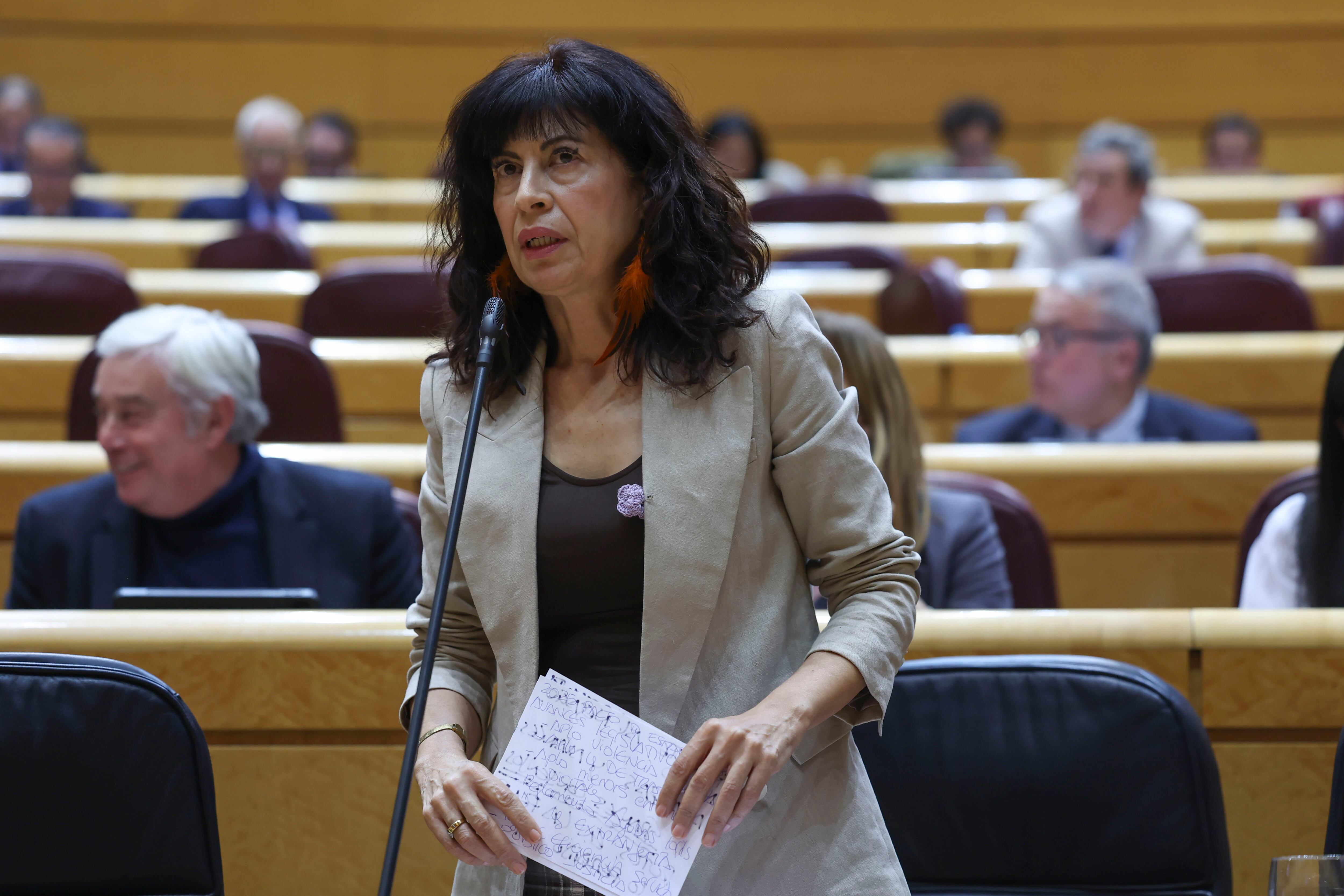 MADRID, 25/11/2025.- La ministra de Igualdad, Ana Redondo, durante el Pleno del Senado, que comienza con la sesión control al Gobierno, este martes en Madrid.-EFE/ Kiko Huesca
